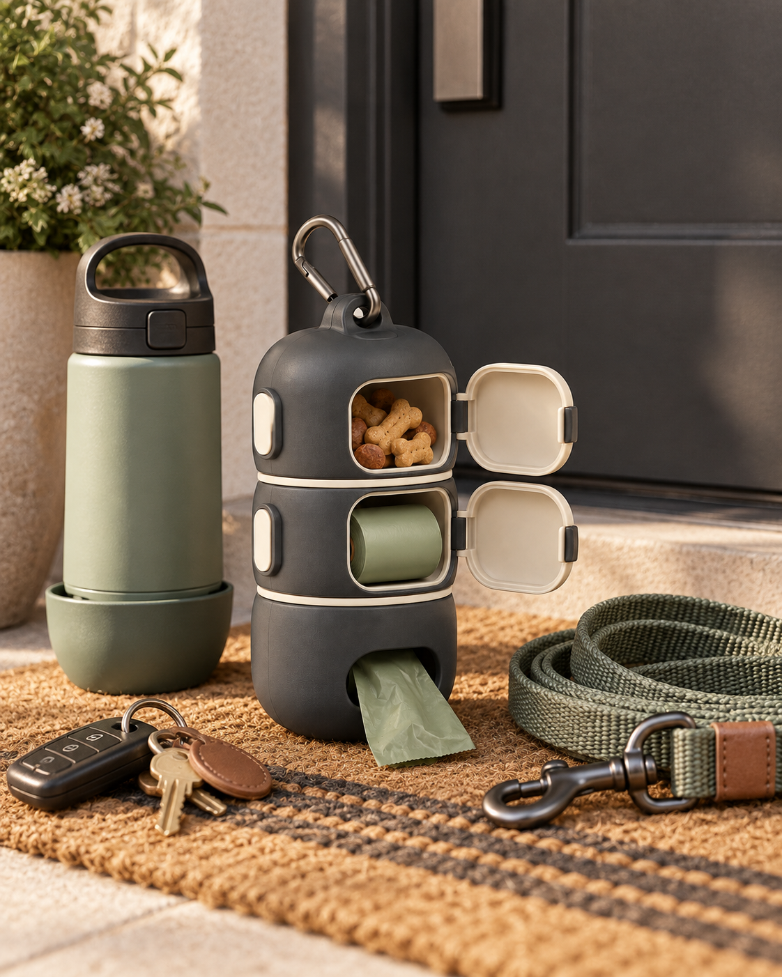 Three-Compartment Dog-Walking Pod