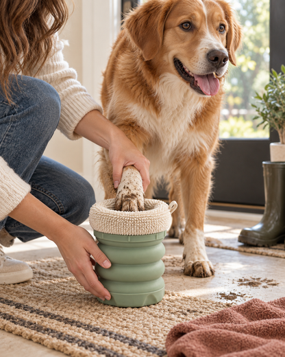 Collapsible Paw Cleaner with Drying Collar