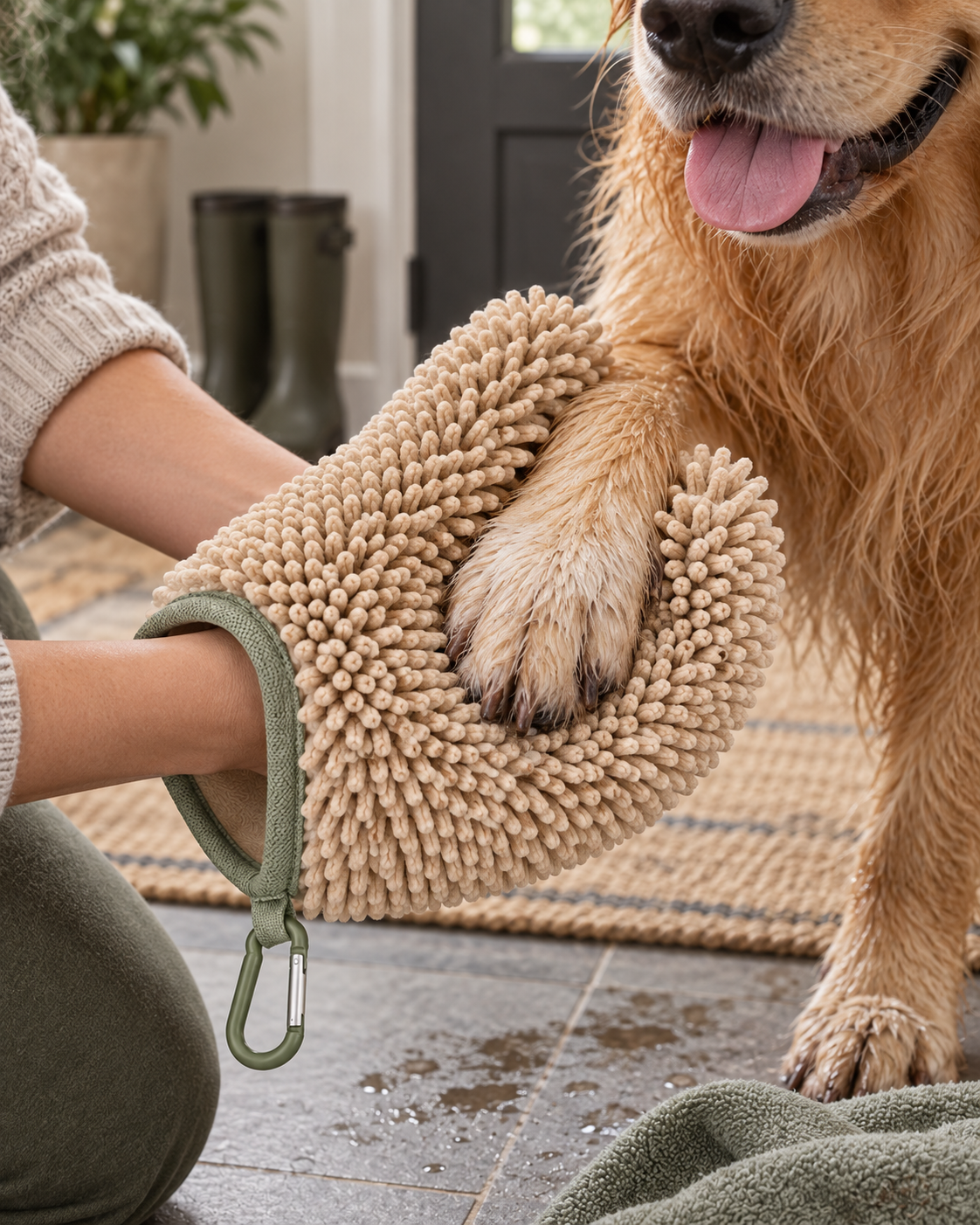 Reversible Microfiber Paw-Drying Mitt