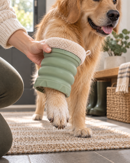 Collapsible Paw Cleaner with Drying Collar
