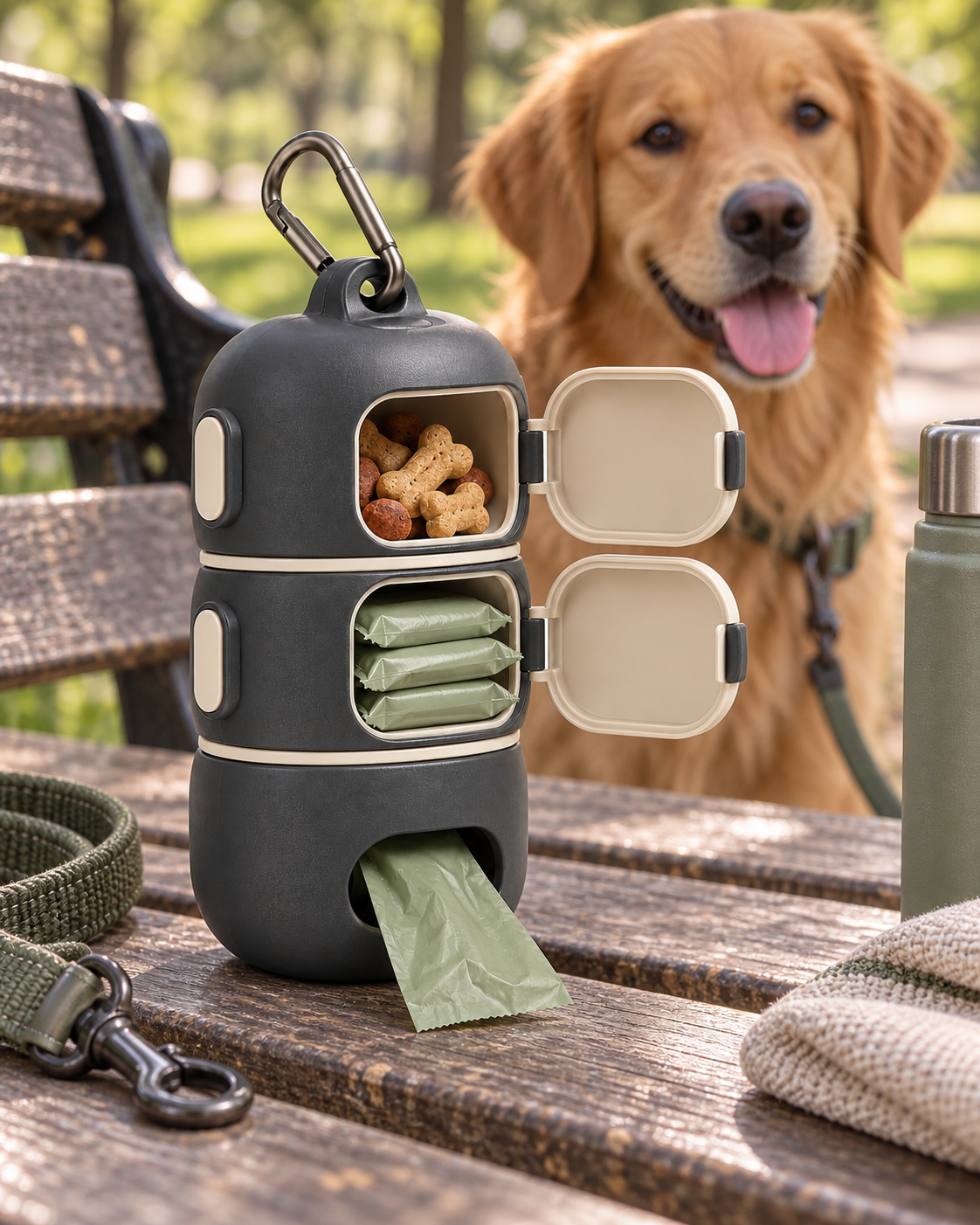 Three-Compartment Dog-Walking Pod